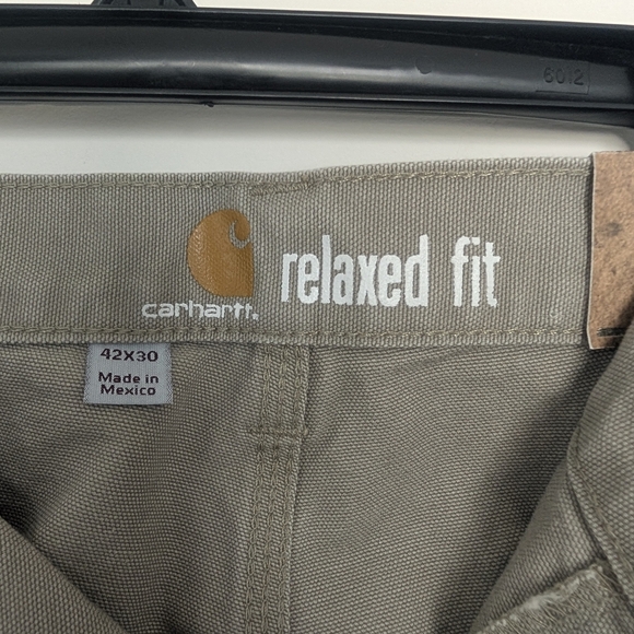 Carhartt Pants Mens Size 42”x30” Gray/Tan Relaxed Fit Washed Duck Work Dungaree - Picture 3 of 7